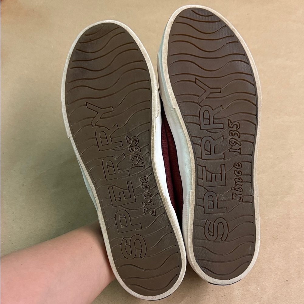 SPERRY Burgundy Canvas Sneakers - Women’s Comfy Slip-On Shoes - US Size 11 - Picture 13 of 13